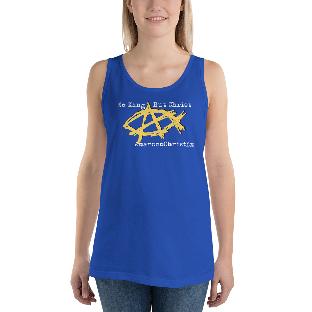 AnarchoChristian No King But Christ - Anarchist Jesus Fish Tank Top Tank Top