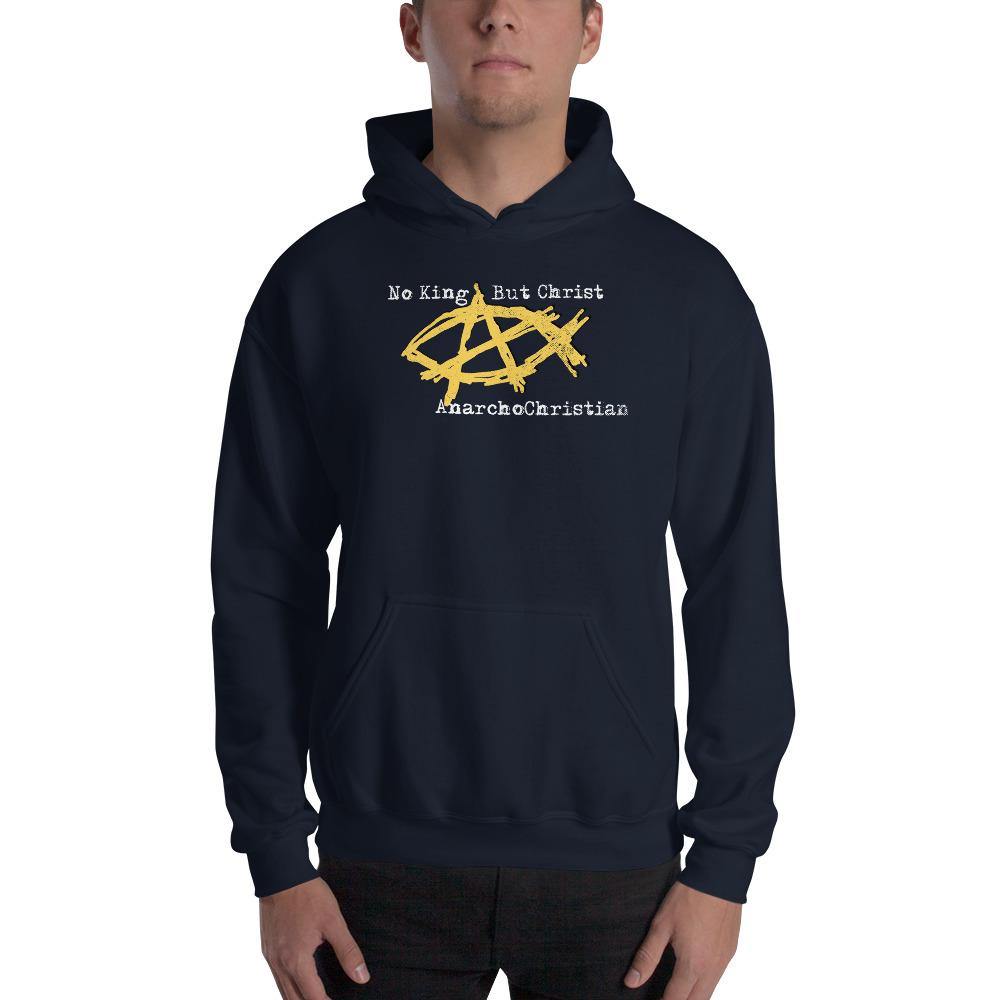 AnarchoChristian No King But Christ - Anarchist Jesus Fish Unisex Hoodie