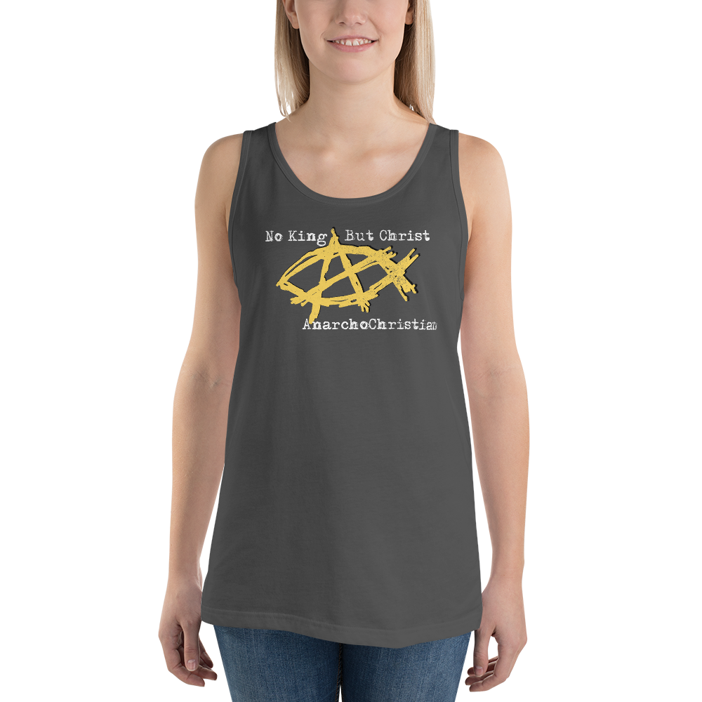 AnarchoChristian No King But Christ - Anarchist Jesus Fish Tank Top Tank Top