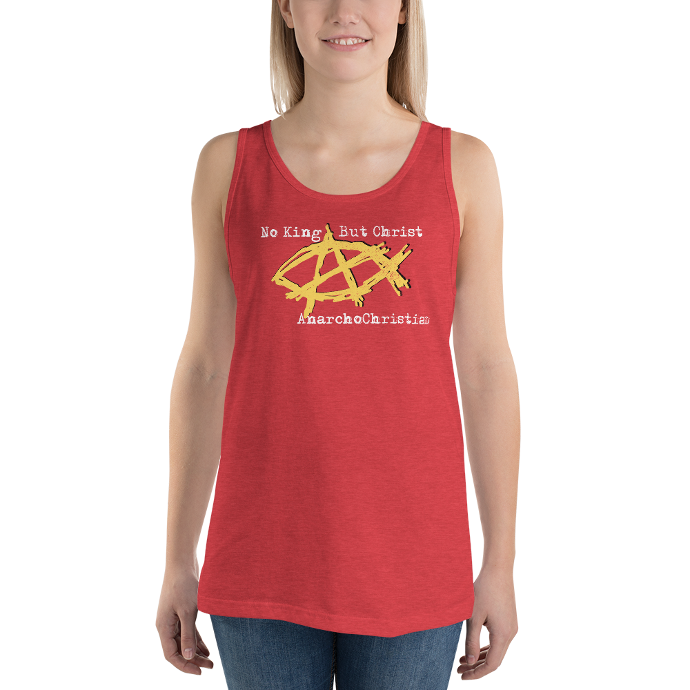 AnarchoChristian No King But Christ - Anarchist Jesus Fish Tank Top Tank Top