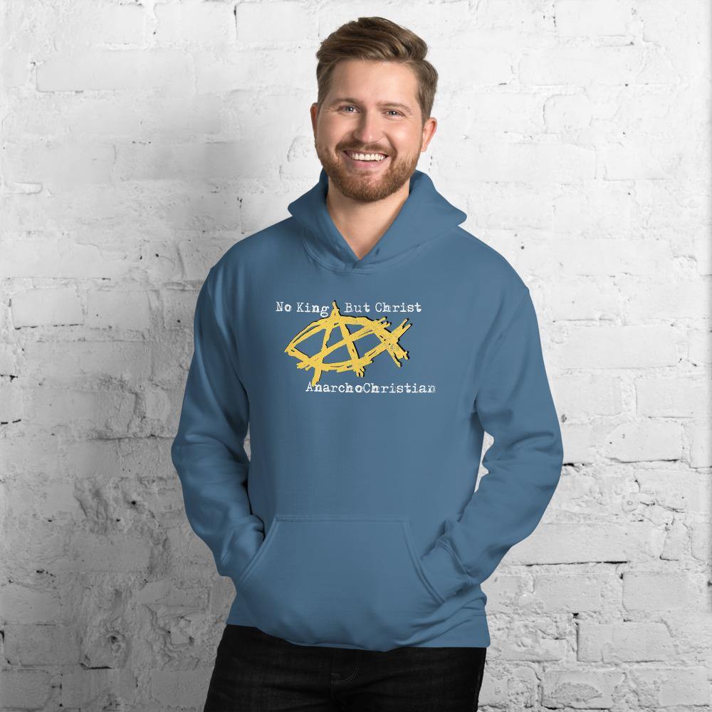 AnarchoChristian No King But Christ - Anarchist Jesus Fish Unisex Hoodie