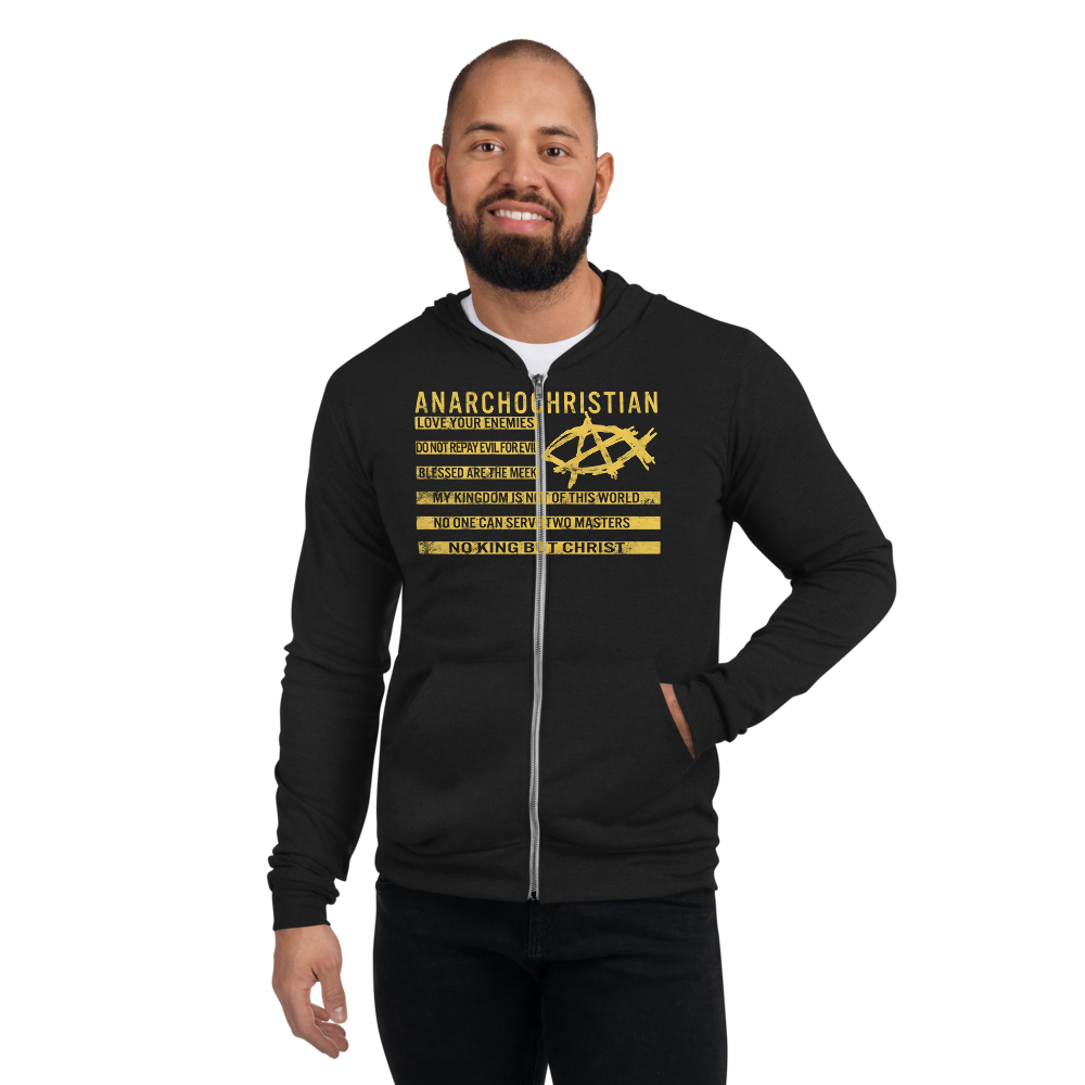 AnarchoChristian No King But Christ - Christian Flag Unisex zip hoodie