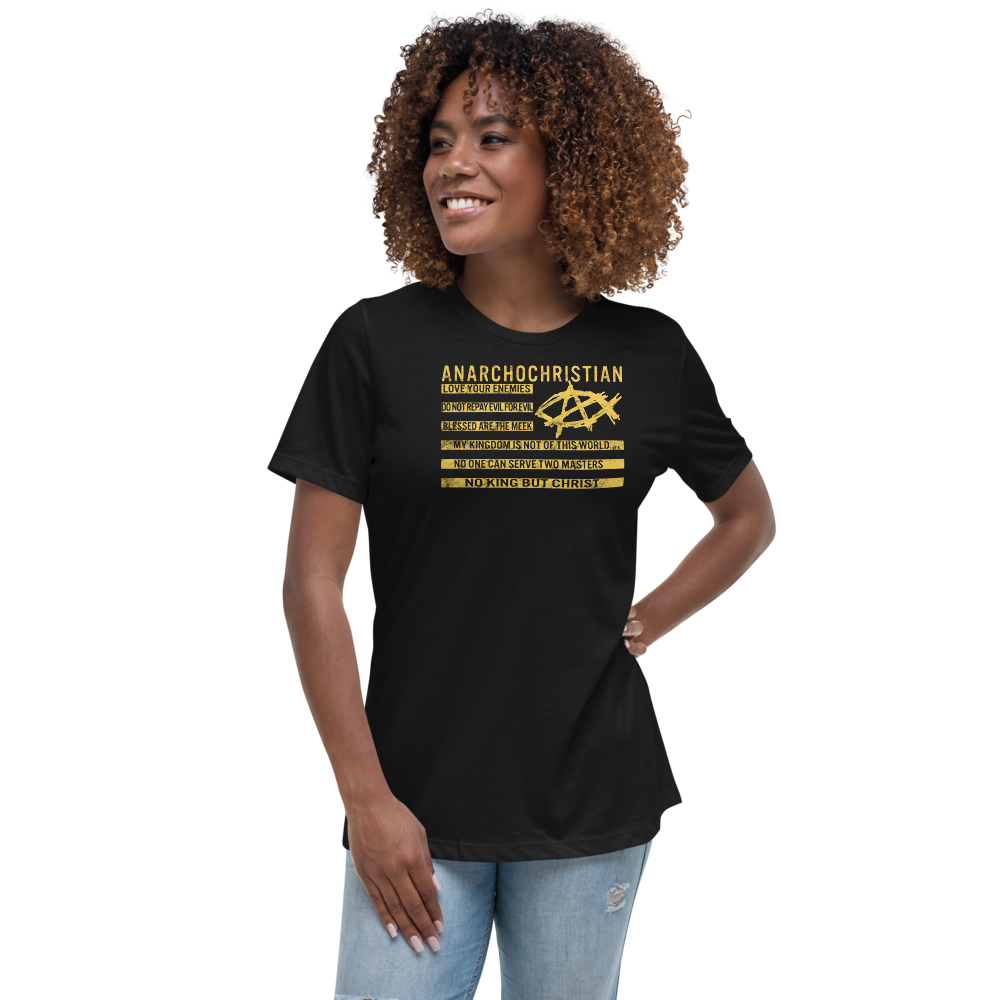 AnarchoChristian No King But Christ Christian Flag Women's Relaxed T-Shirt