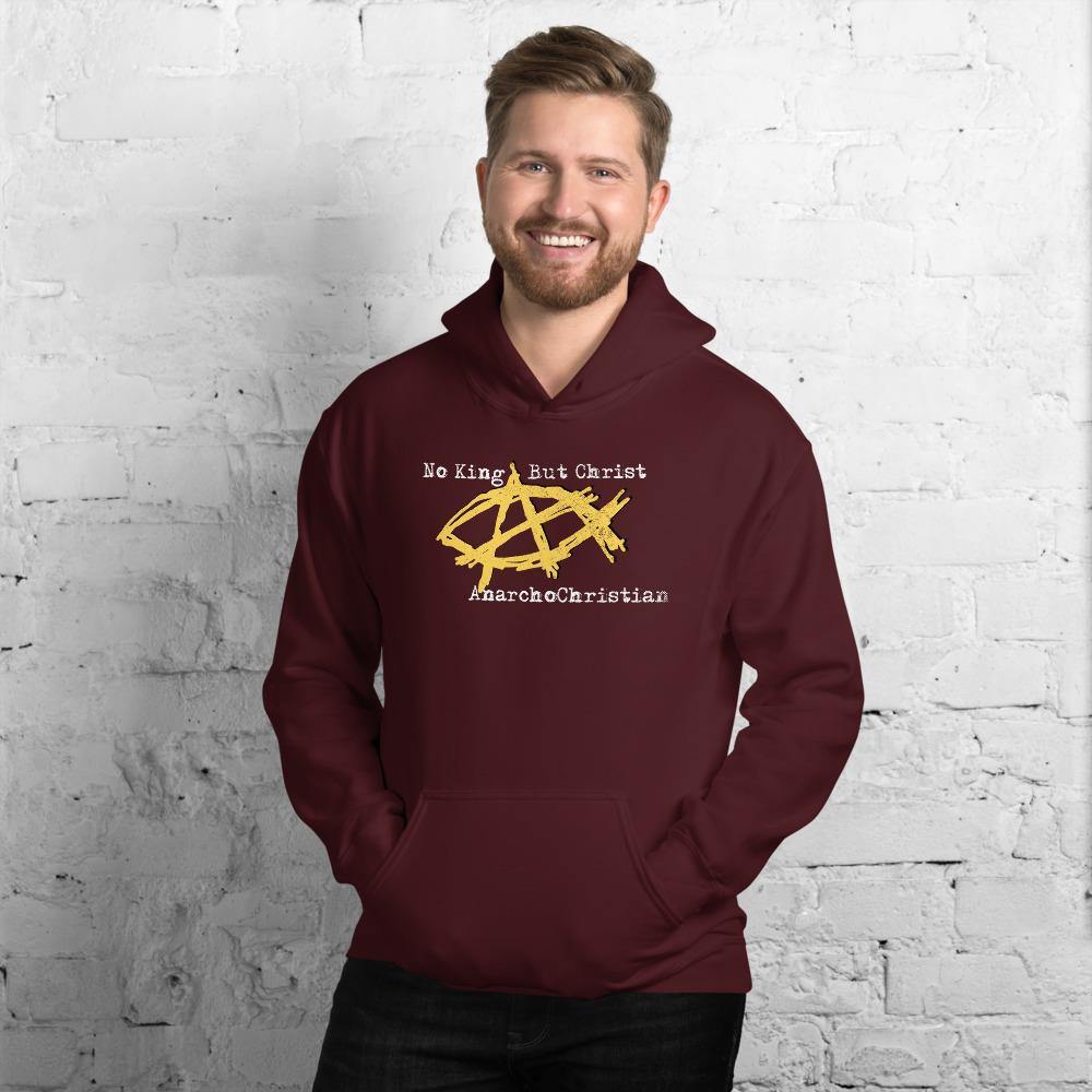 AnarchoChristian No King But Christ - Anarchist Jesus Fish Unisex Hoodie