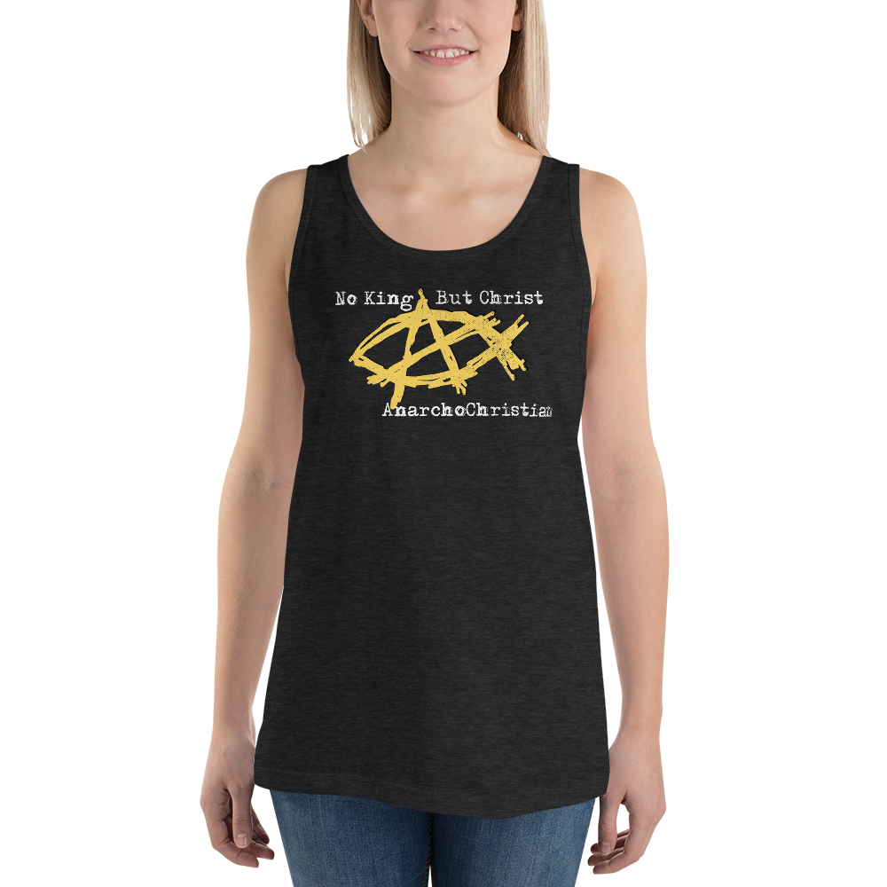 AnarchoChristian No King But Christ - Anarchist Jesus Fish Tank Top Tank Top