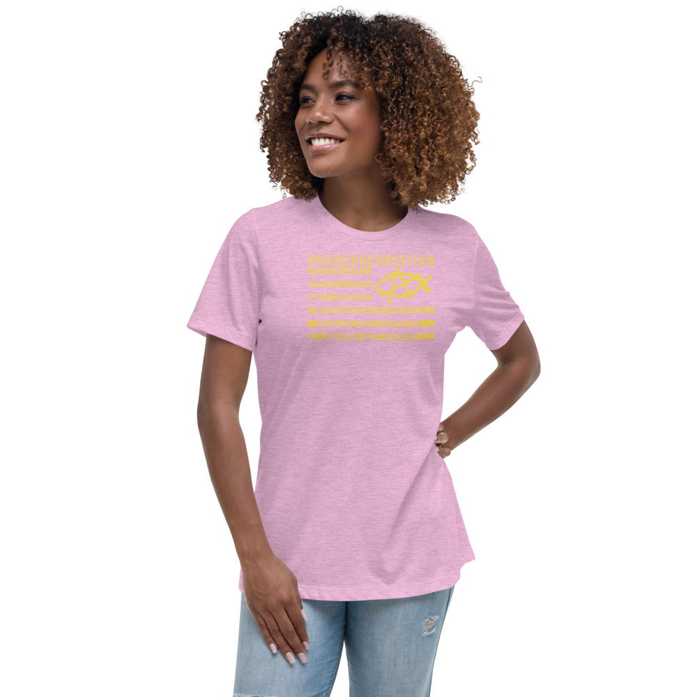 AnarchoChristian No King But Christ Christian Flag Women's Relaxed T-Shirt