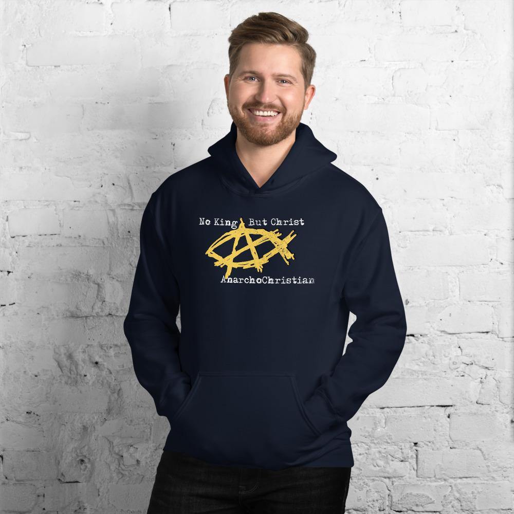 AnarchoChristian No King But Christ - Anarchist Jesus Fish Unisex Hoodie