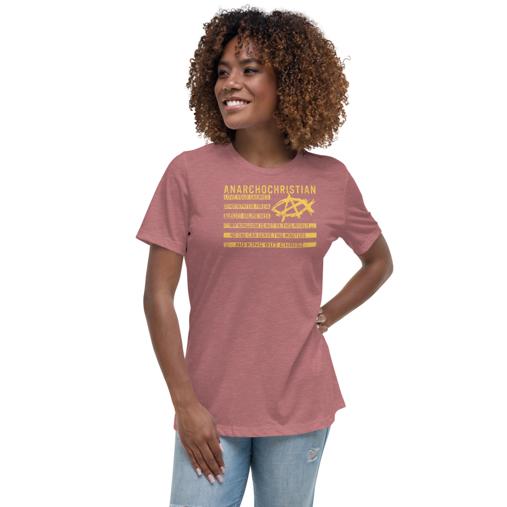 AnarchoChristian No King But Christ Christian Flag Women's Relaxed T-Shirt