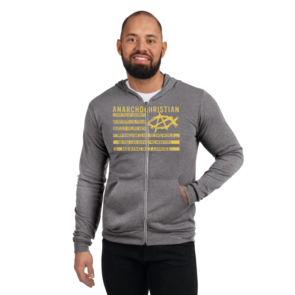 AnarchoChristian No King But Christ - Christian Flag Unisex zip hoodie