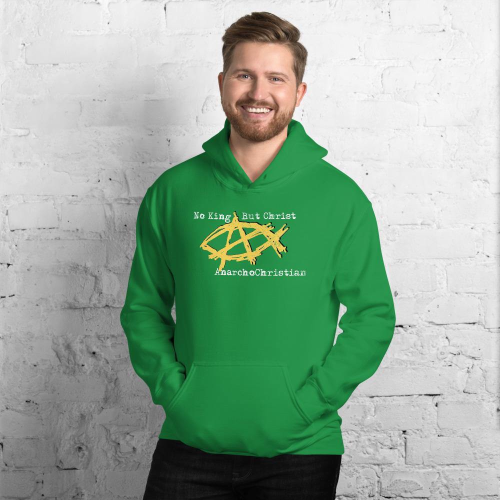 AnarchoChristian No King But Christ - Anarchist Jesus Fish Unisex Hoodie