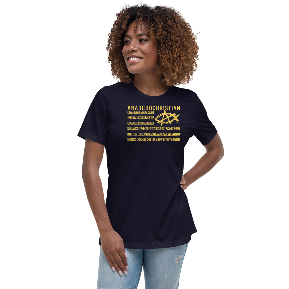 AnarchoChristian No King But Christ Christian Flag Women's Relaxed T-Shirt