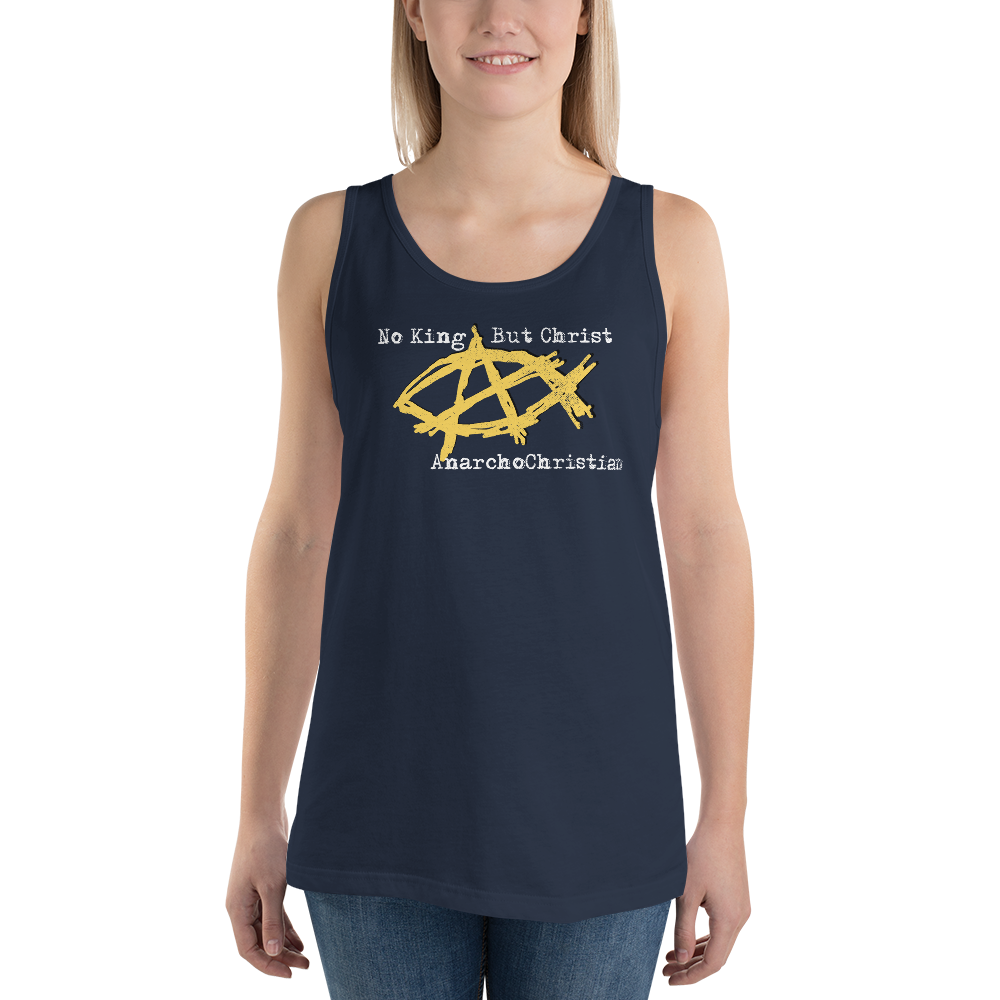 AnarchoChristian No King But Christ - Anarchist Jesus Fish Tank Top Tank Top
