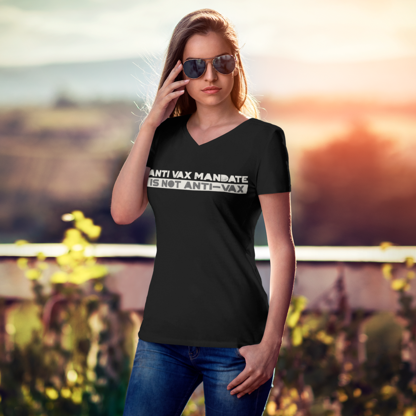 Anti Vax Mandate is not Anti-Vax Unisex Short Sleeve V-Neck T-Shirt
