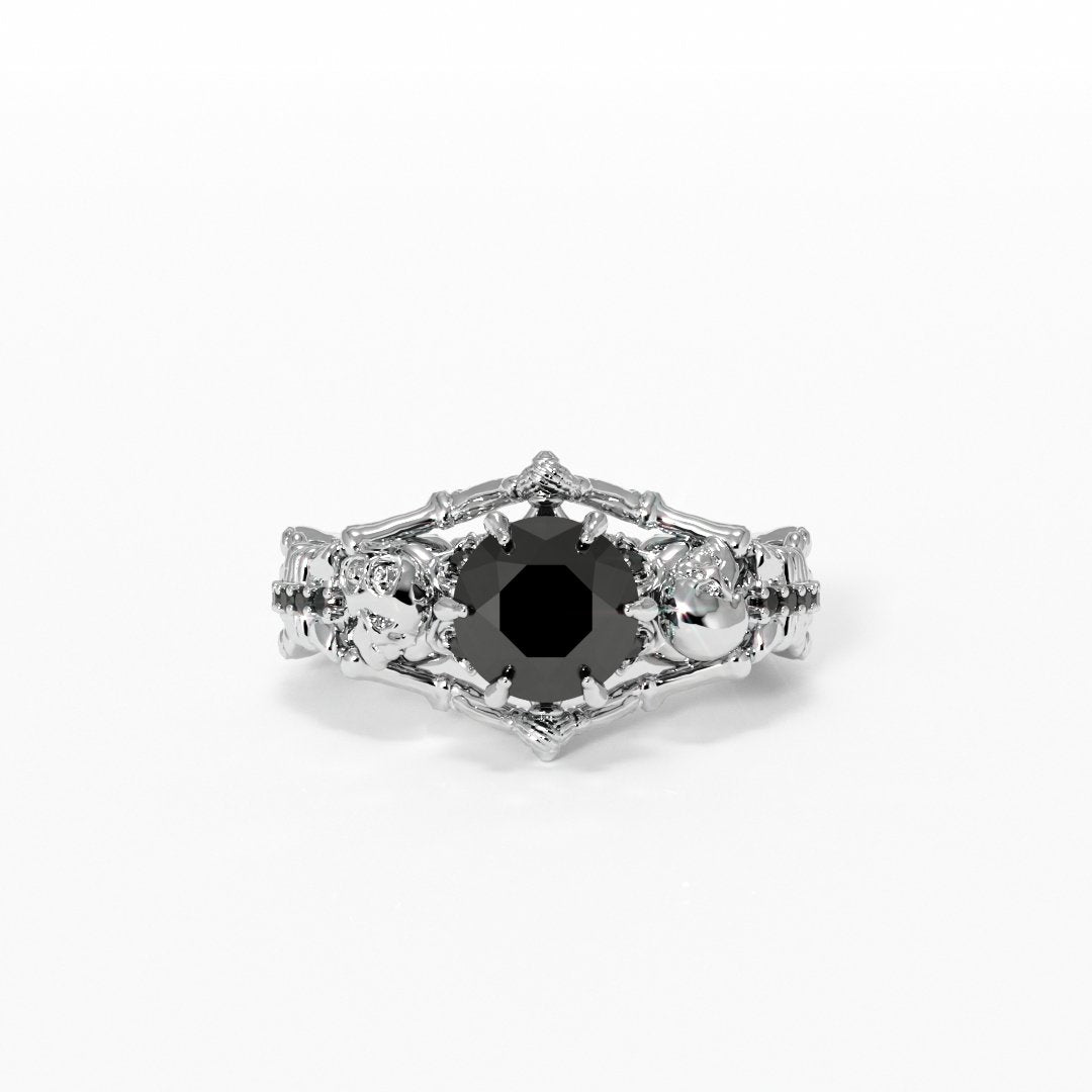 My Ride or Die Promise Ring (Biker Series)- 1.5 Ct Round Cut Diamond Gothic Ring