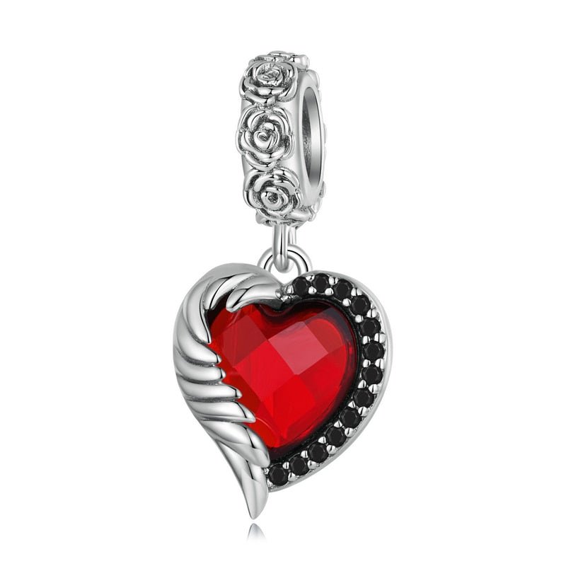 Neo-Gothic Skull & Enamel Blood Roses Charms