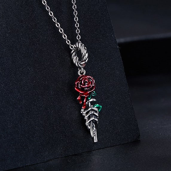 Neo-Gothic Skull & Enamel Blood Roses Charms