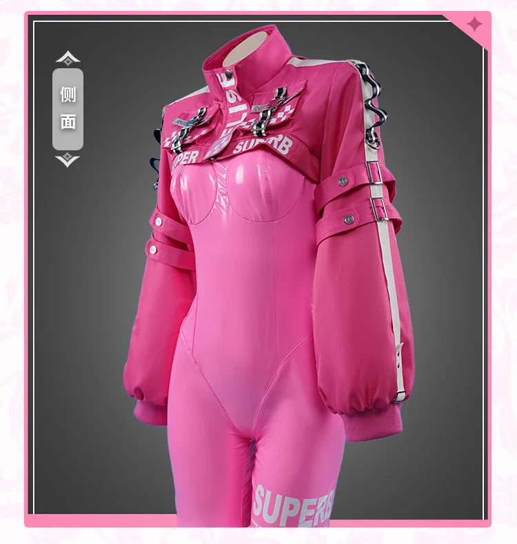 Nikki Alice Cosplay Costume – Pink Bodysuit, Jacket, Wig & Ears Set