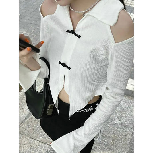 Open Shoulder Chinese Style Blouses