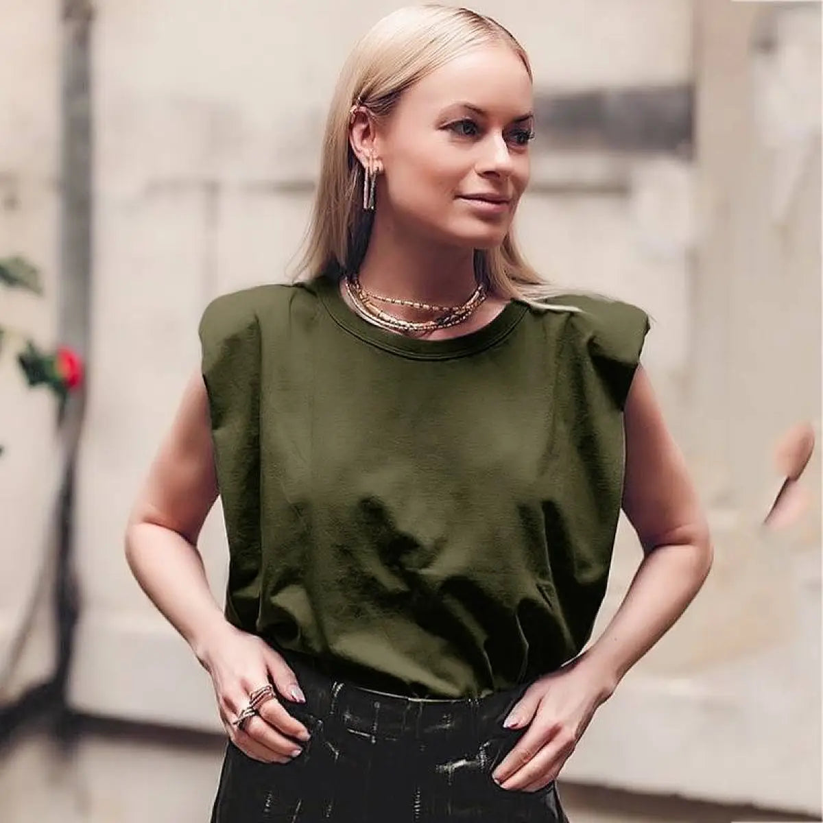 Ladies Padded Shoulder Blouse