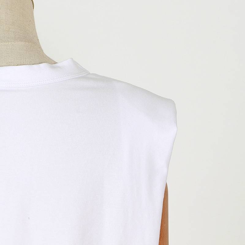 Padded Shoulder Sleeveless Tee