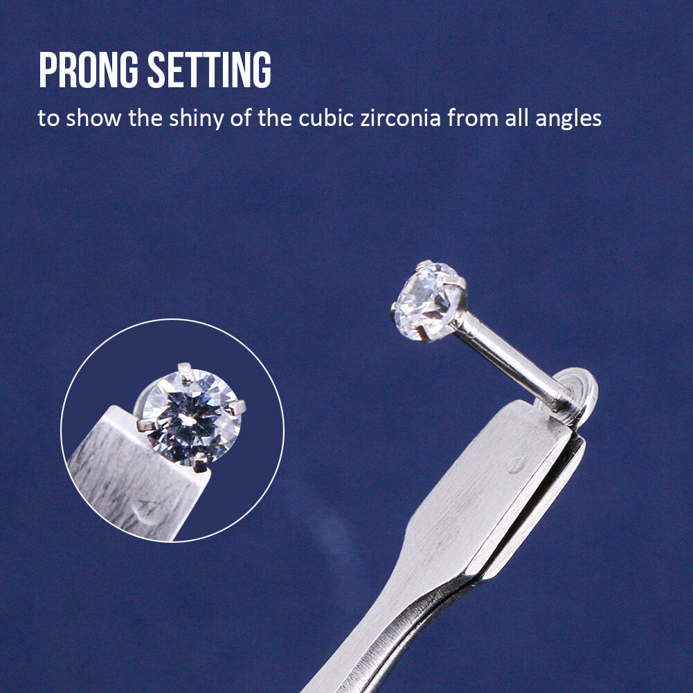 3PCS CZ Internally Threaded Labret Studs