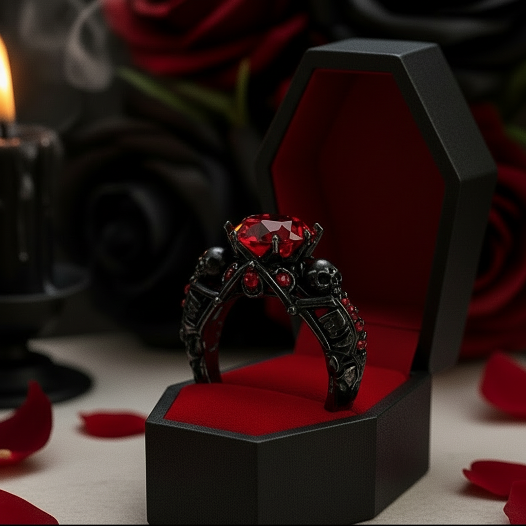 My Ride or Die Promise Ring (Biker Series)- 1.5 Ct Round Cut Diamond Gothic Ring