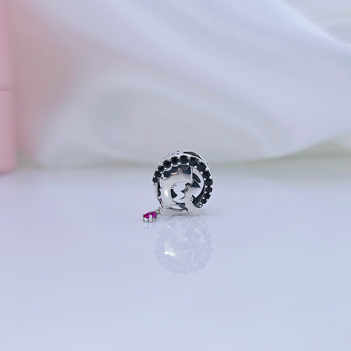 Gothic Flower Moon Bat & Vintage Style Hanging Beads