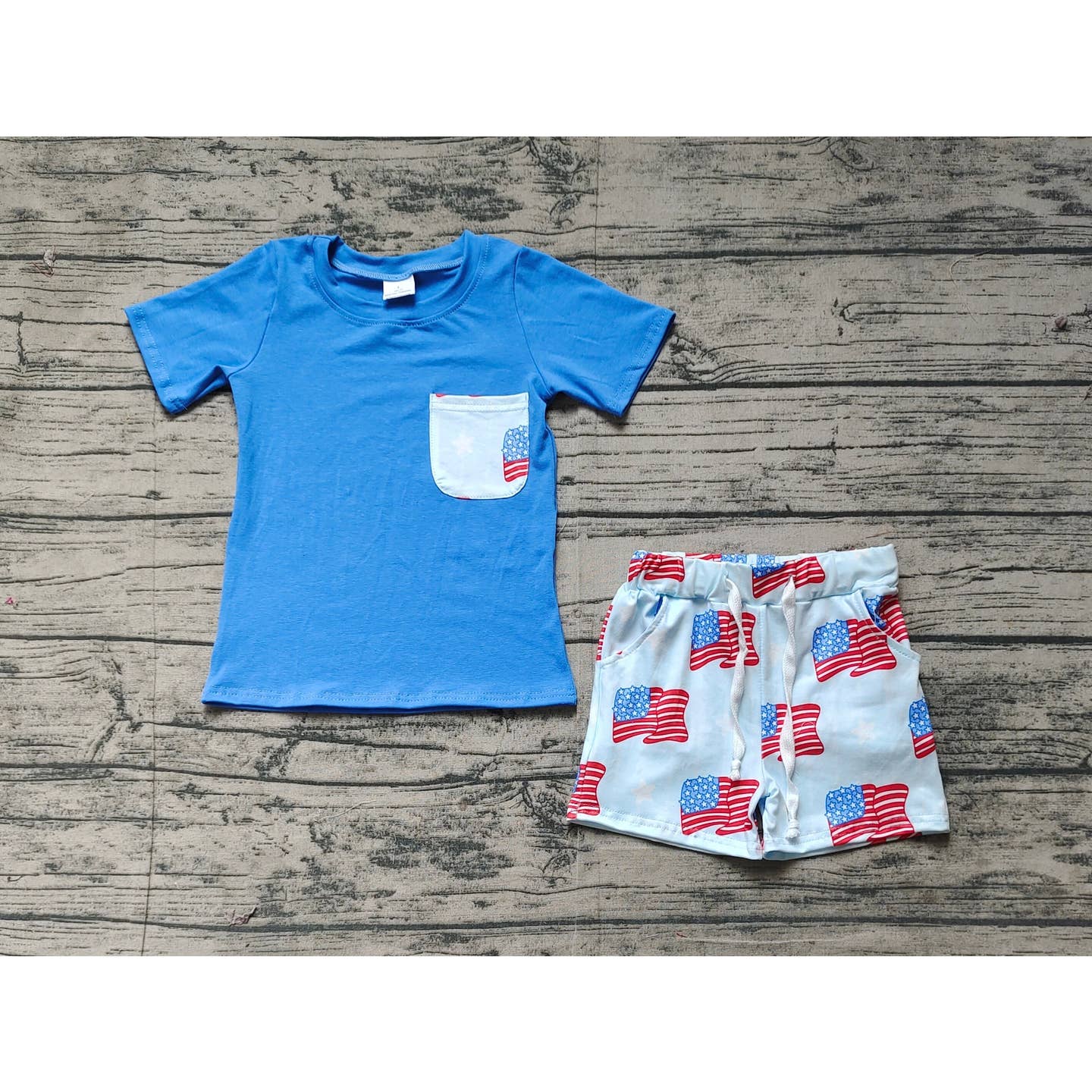 Baby Boys 4th of July Flags Pocket Shirts Shorts Clothes Sets