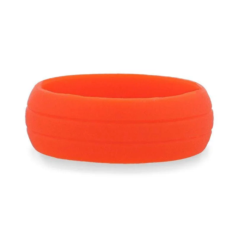 FIRE Dual Groove Silicone Ring for Men and Women Orange Comfort Fit Hypoallergenic Thorsten - 8mm