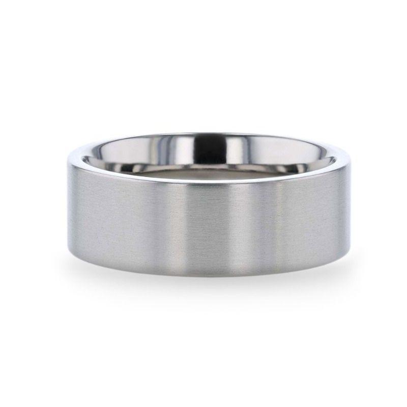 SOLAR Flat Profile Brushed Finish Men’s Titanium Wedding Band – 6mm & 8mm
