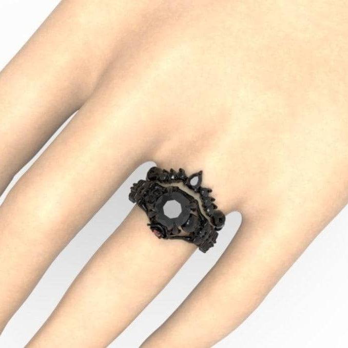 Together Forever- 1.25 Carat Black Diamond Gothic Ring Set