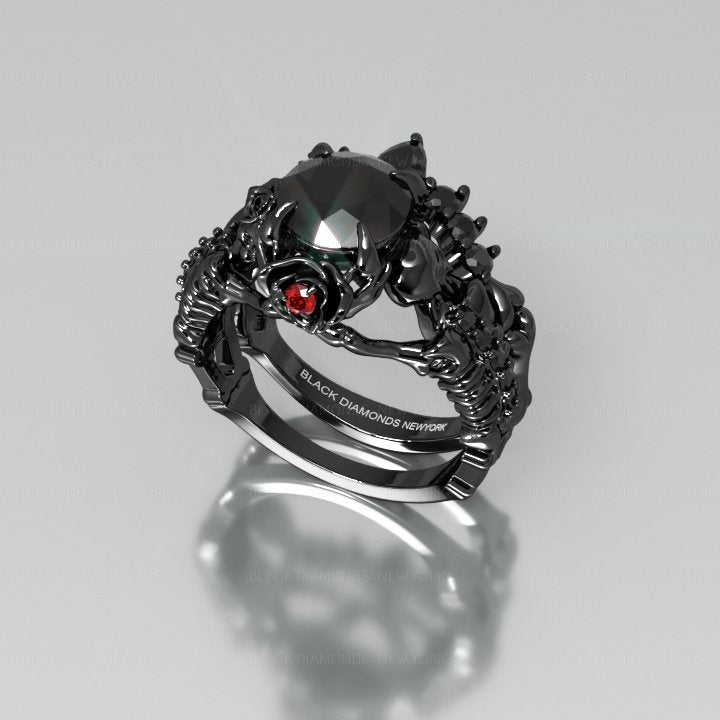 Together Forever- 1.25 Carat Black Diamond Gothic Ring Set