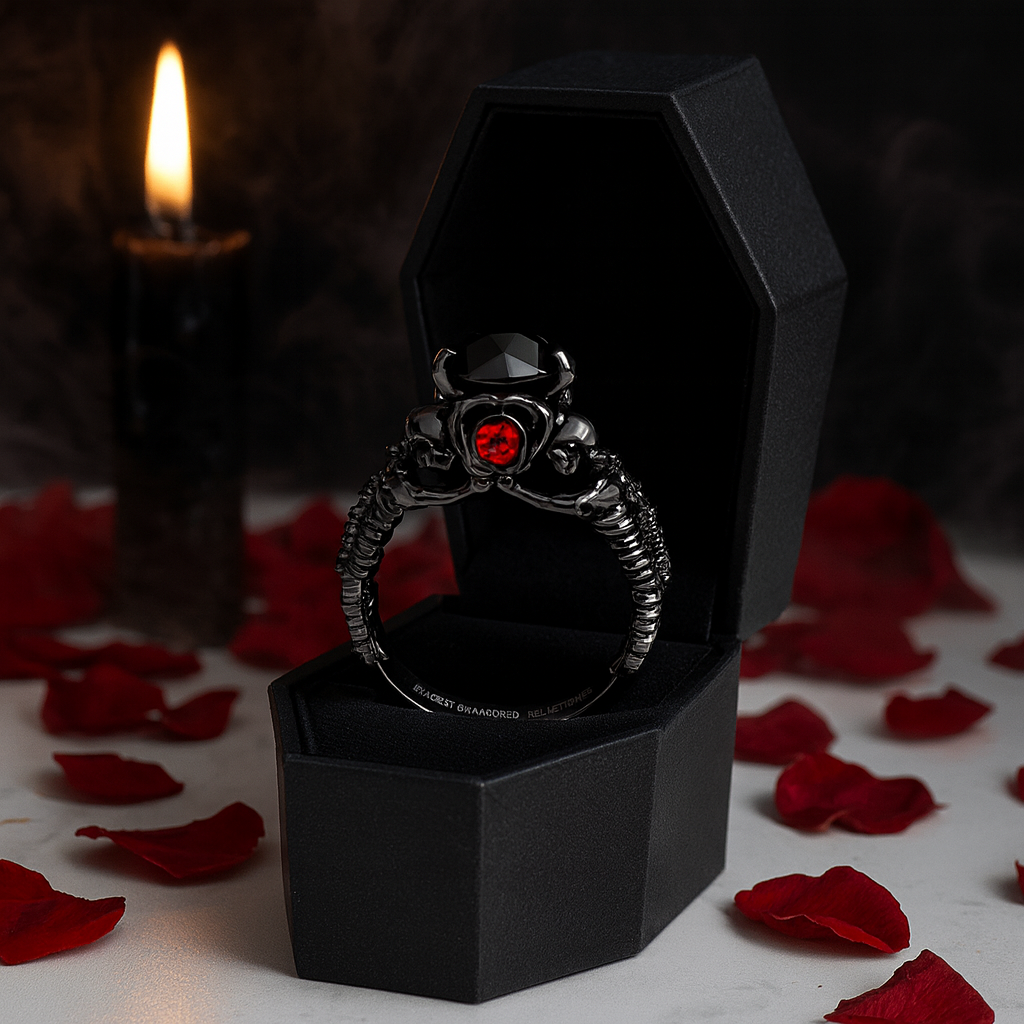 Together Forever- 1.25 Carat Black Diamond Gothic Ring Set