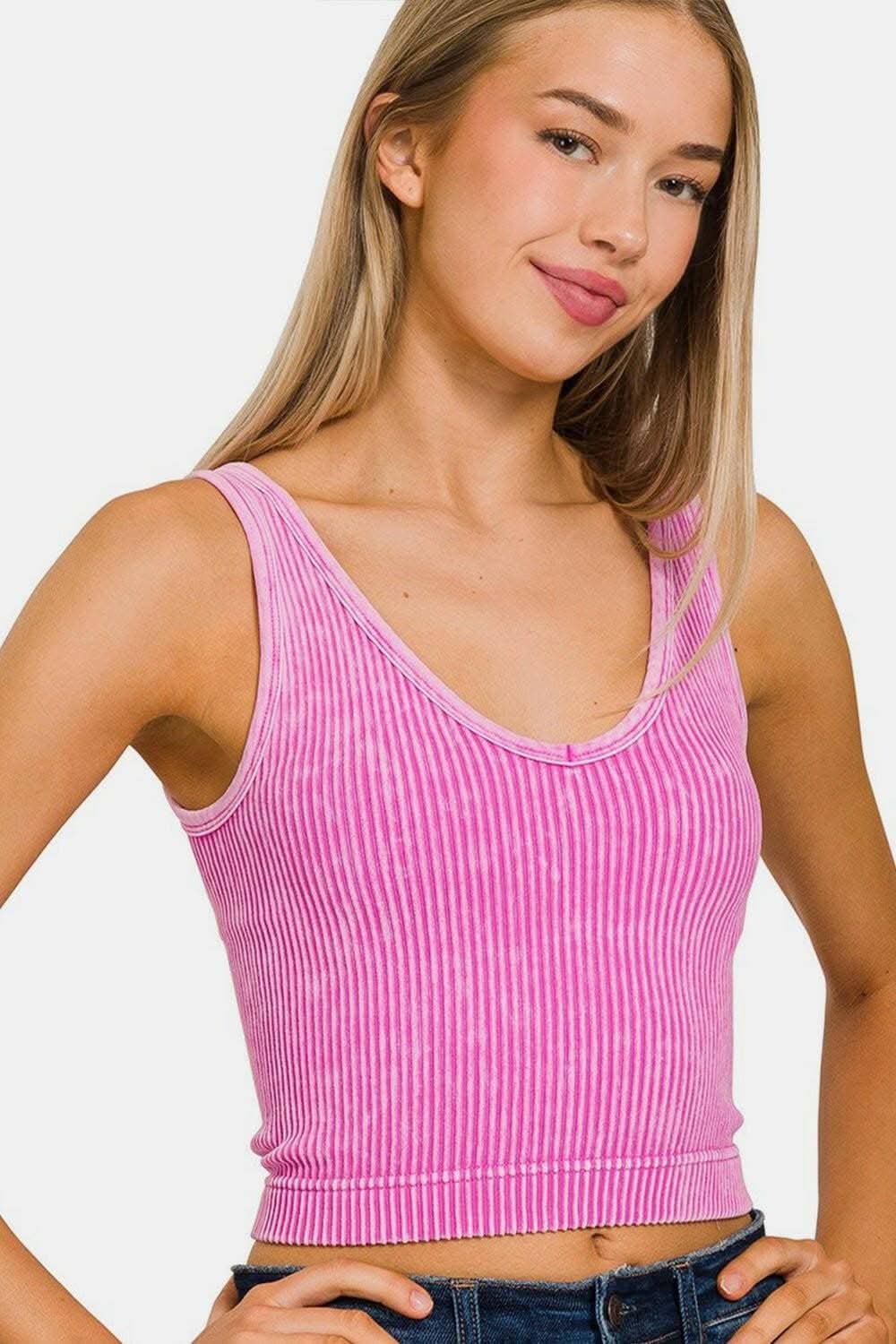Zenana Washed Ribbed Crop Tank: Versatile Sleeveless Top for Effortless Style