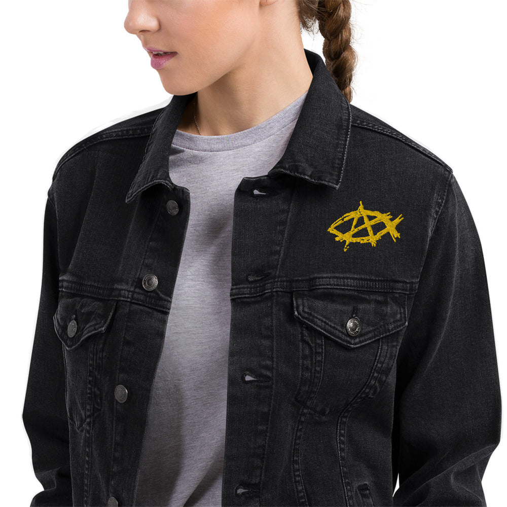 Anarchochristian Embroidered Unisex denim jacket