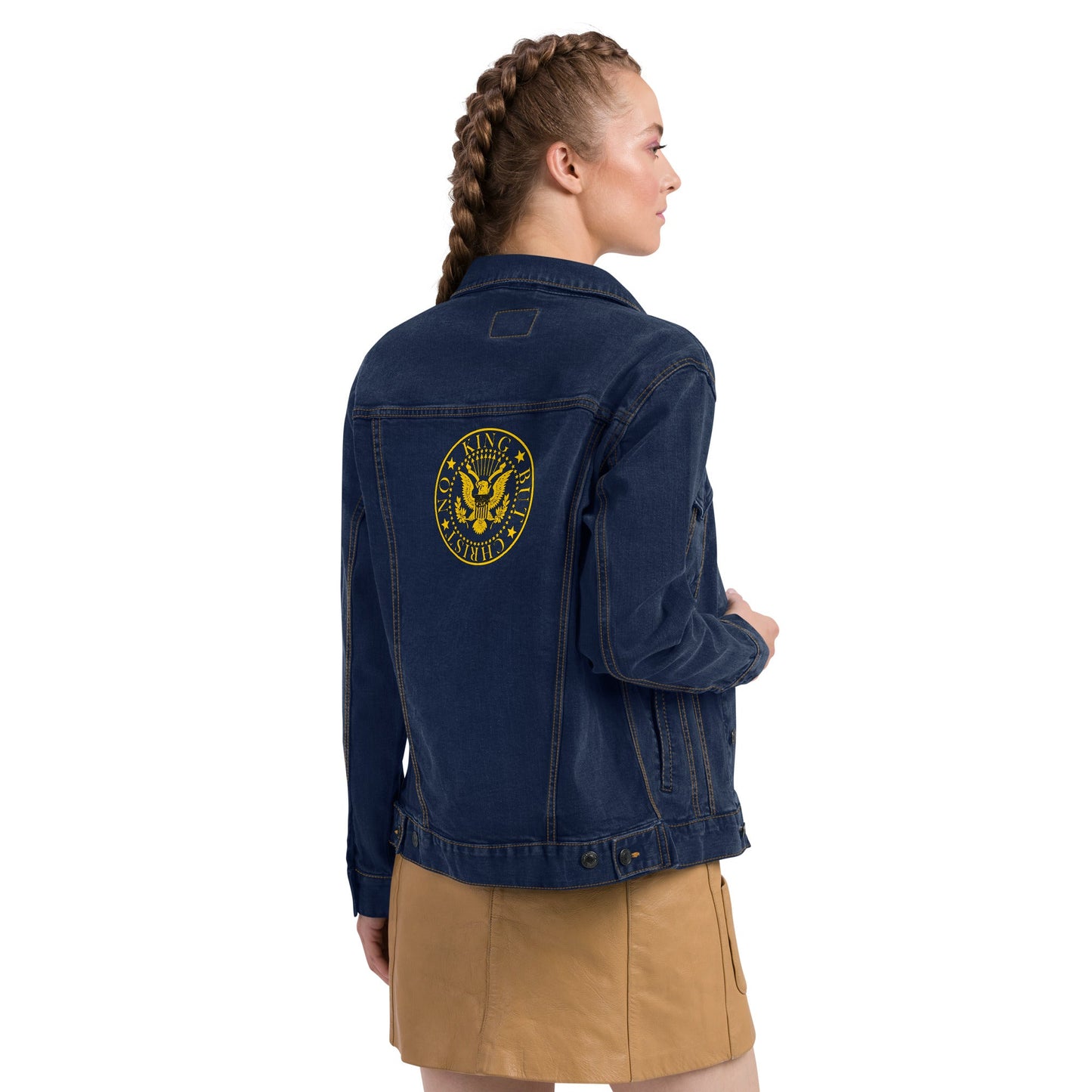 Anarchochristian Embroidered Unisex denim jacket