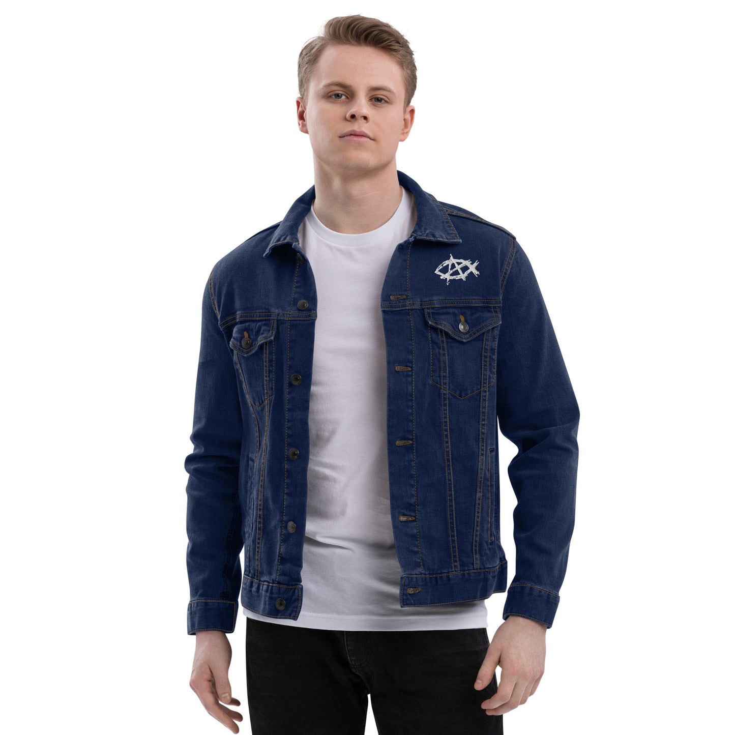 Anarchochristian Embroidered Unisex denim jacket