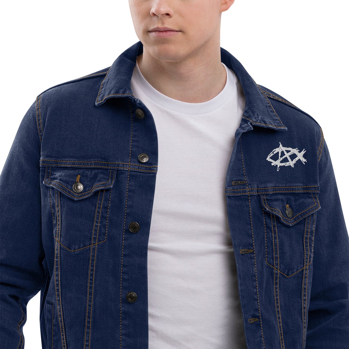 Anarchochristian Embroidered Unisex denim jacket