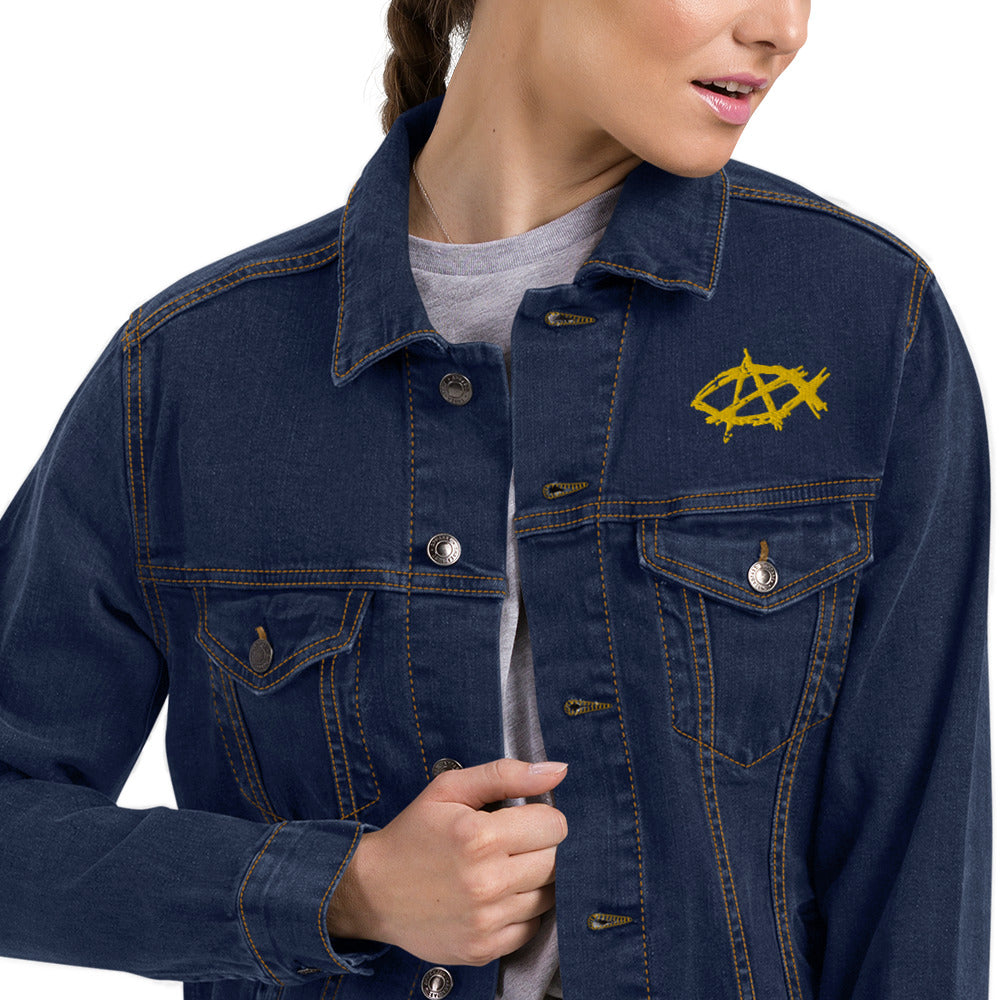 Anarchochristian Embroidered Unisex denim jacket