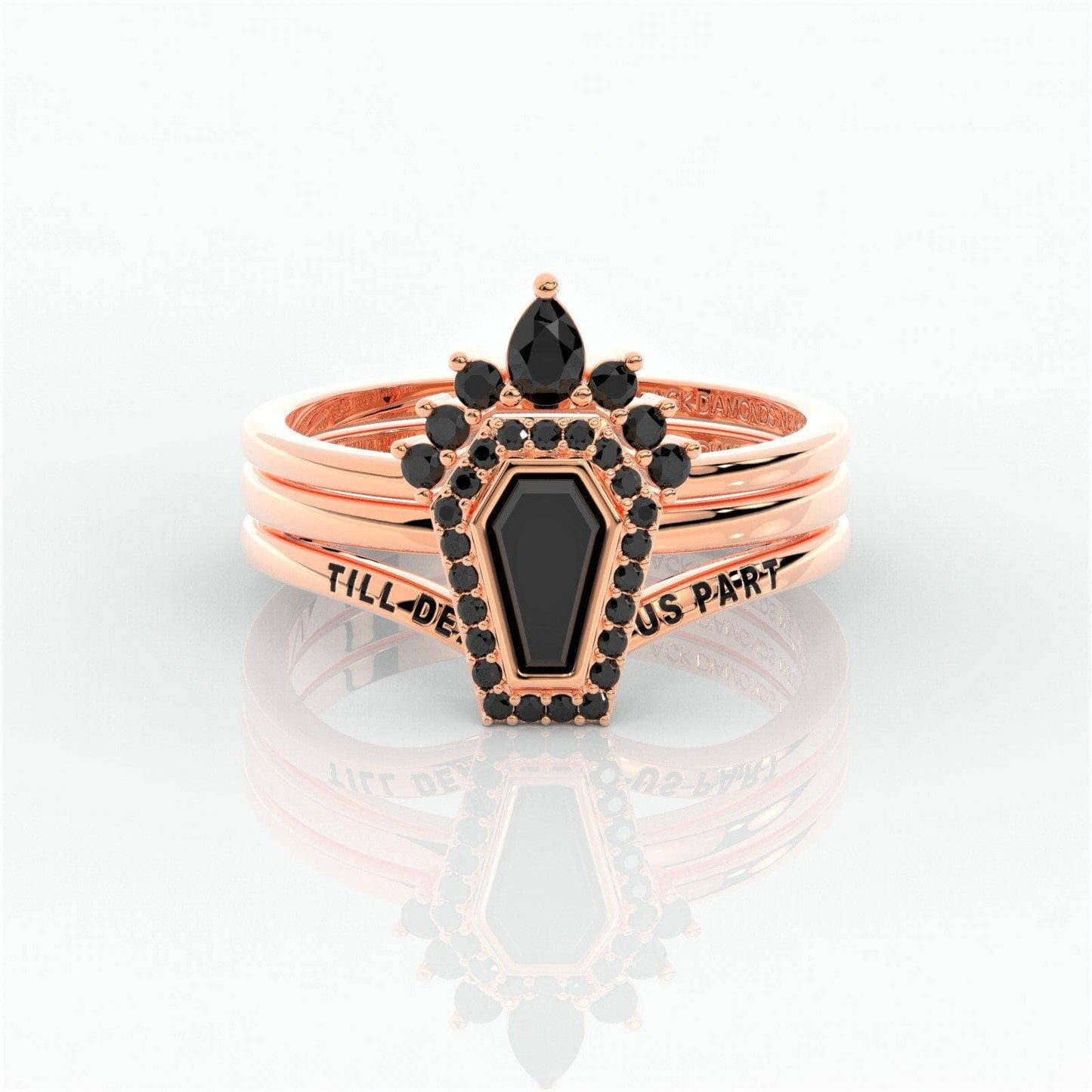Until Death Rings- Limited Coffin Shape Diamond Wedding Rings