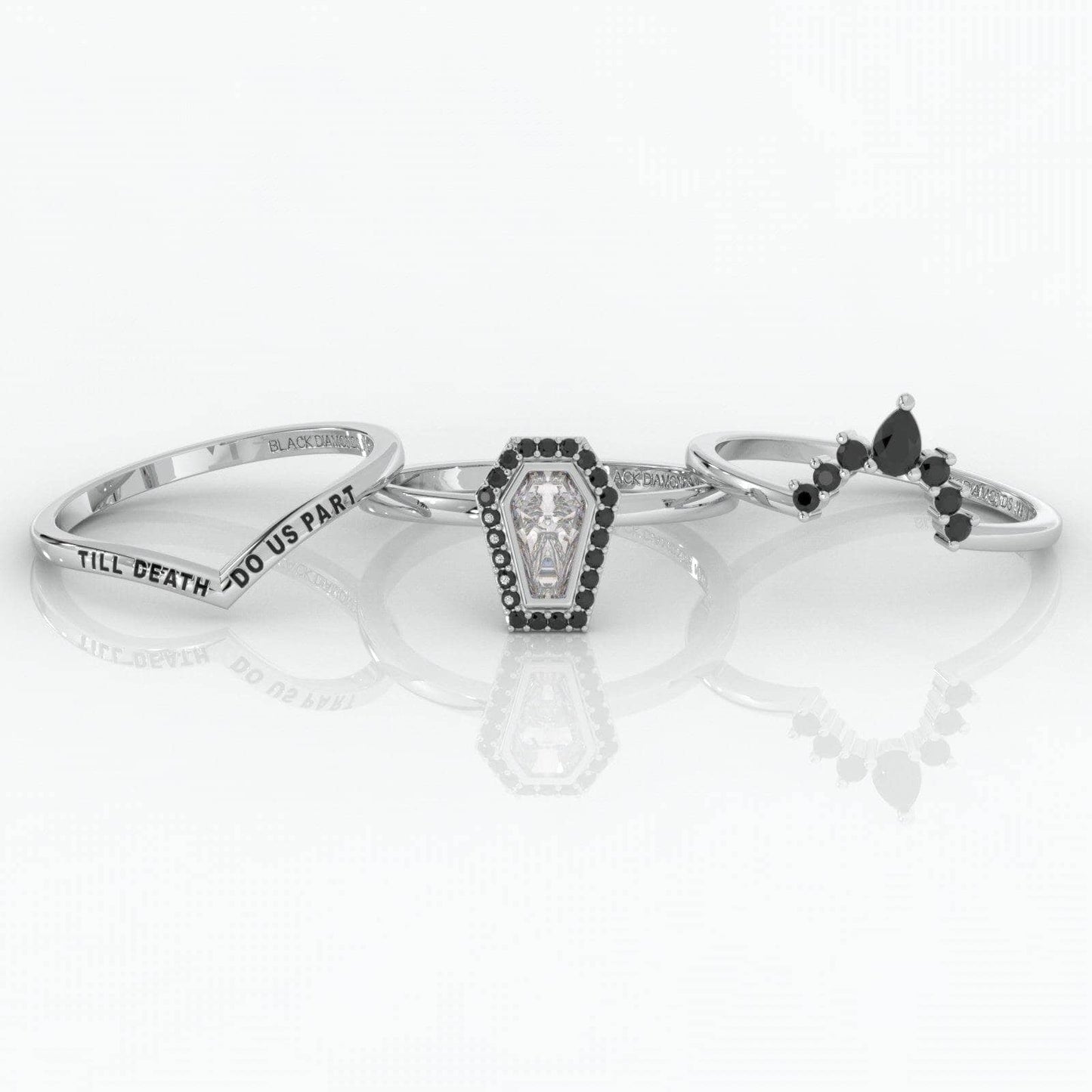 Until Death Rings- Limited Coffin Shape Diamond Wedding Rings