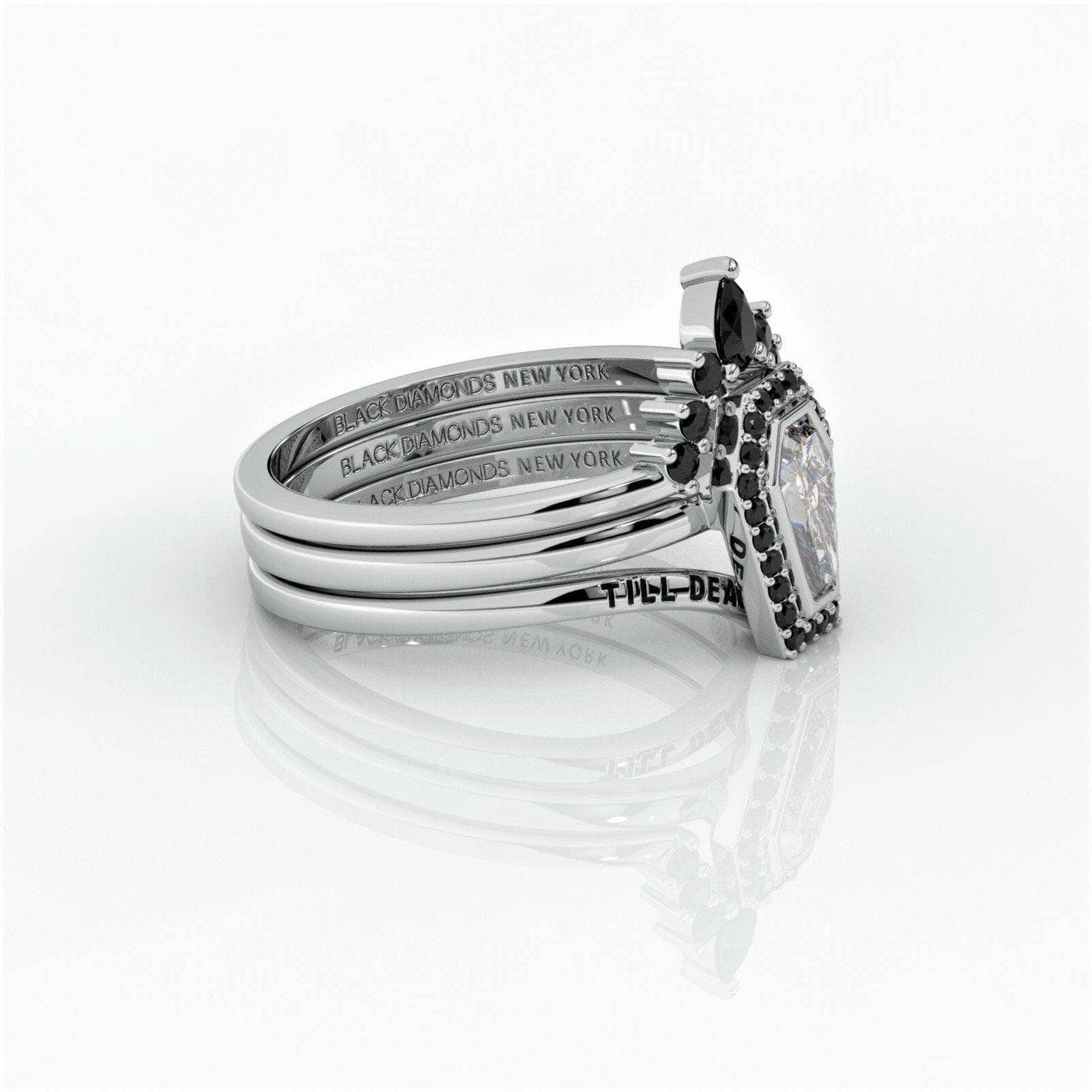 Until Death Rings- Limited Coffin Shape Diamond Wedding Rings