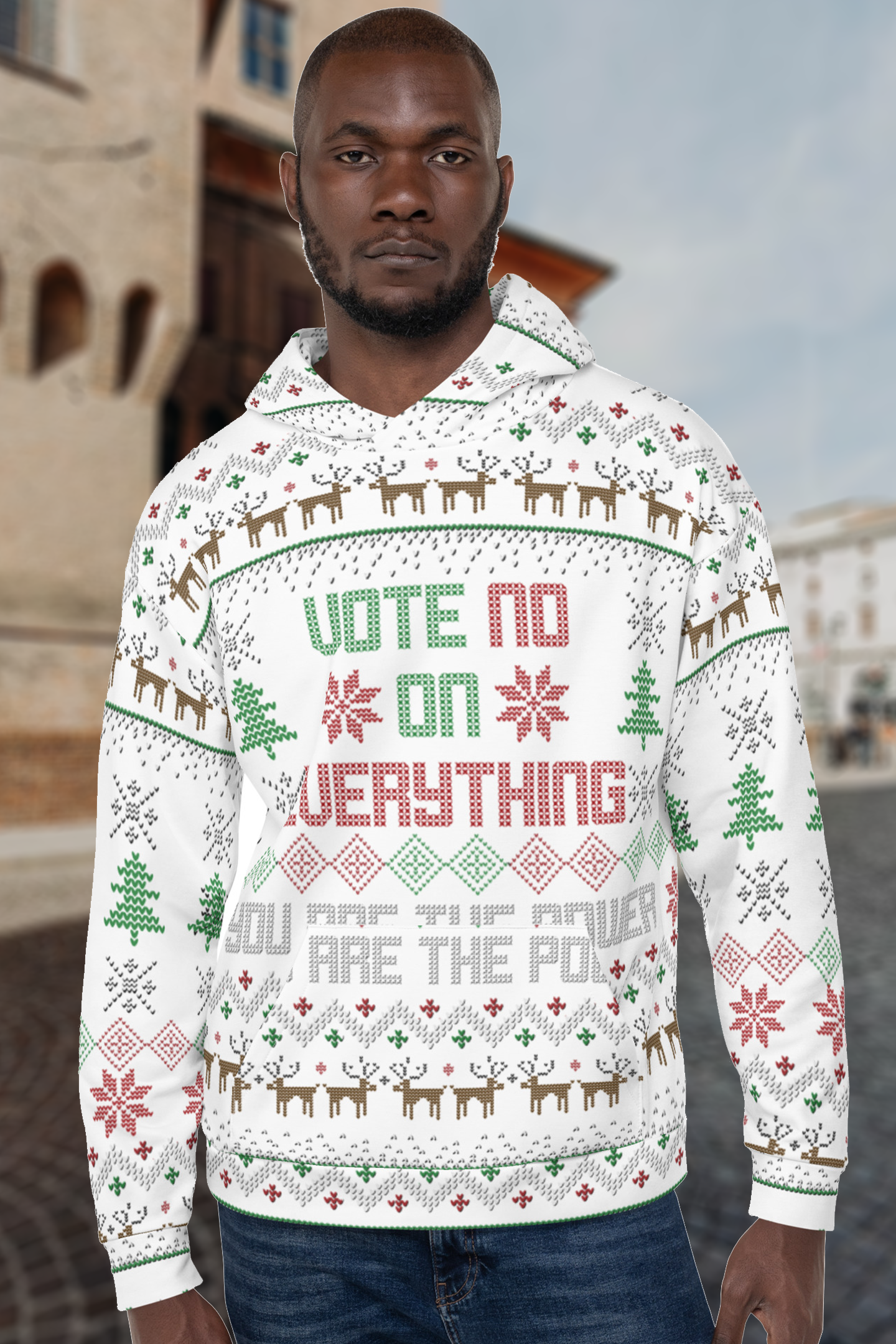Vote NO on Everything Ugly Christmas Sweater Unisex Hoodie