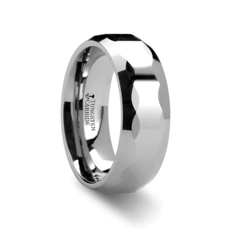 CHICAGO Tungsten Carbide Ring with Oval Facets - 8 mm
