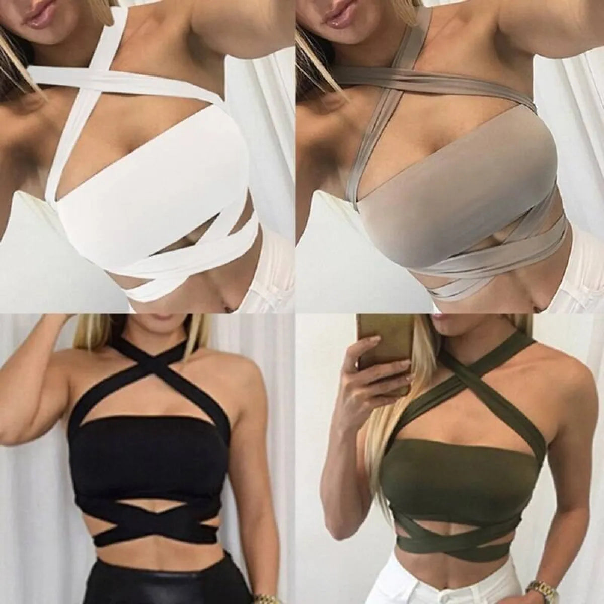 Women's Criss-Cross Style Crop Top