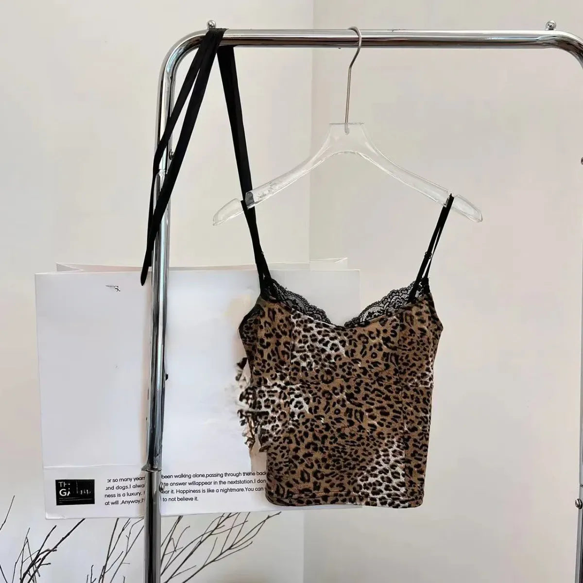 Leopard Print Lace Trim Cami – Y2K Aesthetic Vintage Tank Top