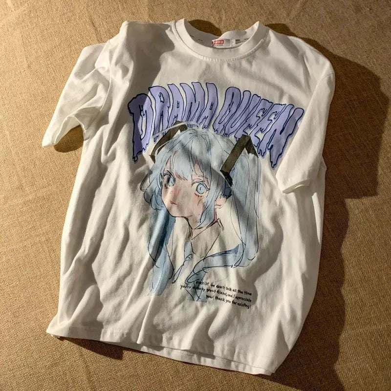 Drama Queen Kawaii Tee – Y2K Fairycore Short Sleeve Harajuku Top