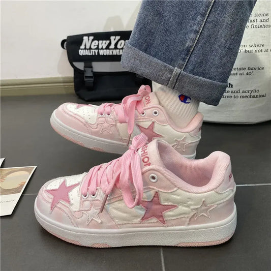 Y2K Pink Flat Fashion Sneakers for Women