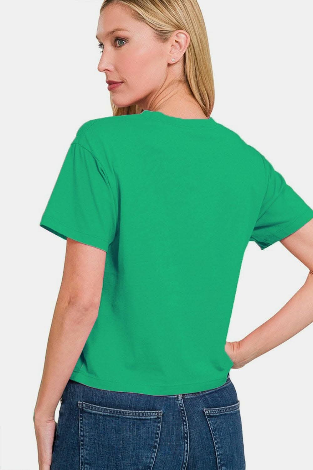 Trendy Zenana Cropped T-Shirt with Round Neck