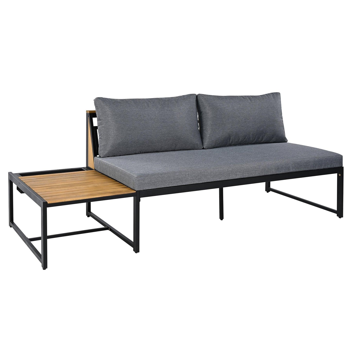 Patio Furniture Set with Loveseats, 4 Pieces Outdoor Sofa Set with Waterproof Cushions, Durable Iron-Wood Design for Garden, Backyard, Poolside